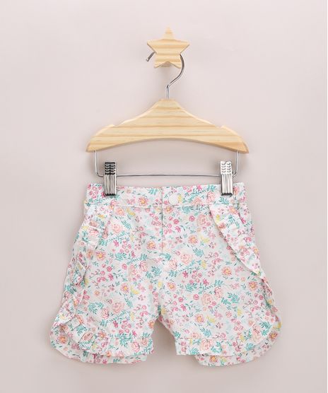 Short-de-Sarja-Infantil-Estampado-Floral-com-Babado-Branco-9948369-Branco_1