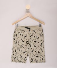Bermuda-de-Moletom-Juvenil-Estampada-de-Respingos-com-Bolsos-Kaki-9965815-Kaki_1