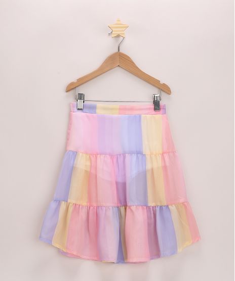 Saia-de-Chiffon-Infantil-Tal-Mae-Tal-Filha-Listrada-com-Recorte-e-Forro-Multicor-9970687-Multicor_1