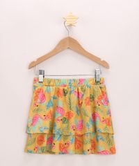 Saia-Infantil-Estampada-de-Flamingos-em-Camadas-Mostarda-9965412-Mostarda_2