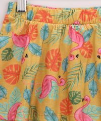 Saia-Infantil-Estampada-de-Flamingos-em-Camadas-Mostarda-9965412-Mostarda_3
