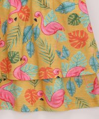 Saia-Infantil-Estampada-de-Flamingos-em-Camadas-Mostarda-9965412-Mostarda_4