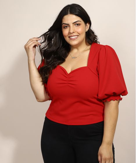 blusa vermelha feminina plus size