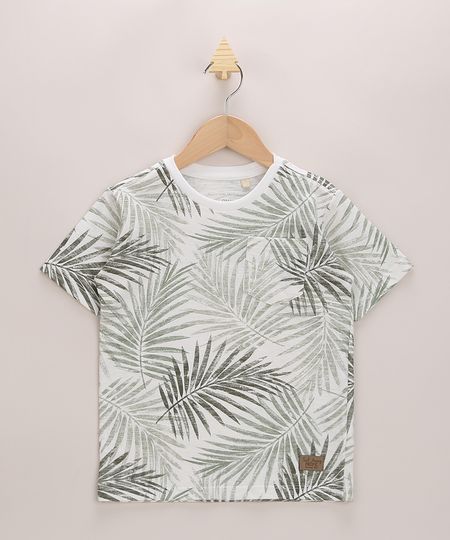 Camiseta-Infantil-Estampada-de-Folhagem-com-Bolso-Manga-Curta-Off-White-9970821-Off_White_1