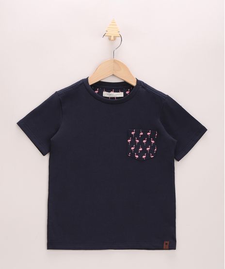 Camiseta-Infantil-com-Bolso-Estampado-de-Flamingos-Manga-Curta-Azul-Marinho-9968705-Azul_Marinho_1