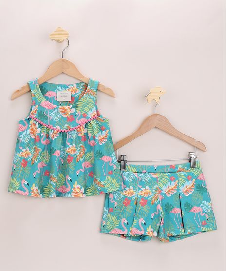 Conjunto-Infantil-de-Regata-com-Pompom---Short-Texturizados-Estampados-de-Flamingos-Verde-Agua-9966540-Verde_Agua_1