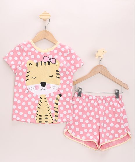 Pijama-Infantil-Tigresa-Estampado-de-Poa-Manga-Curta-Rosa-9964007-Rosa_1