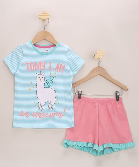 Pijama-Infantil-Lhama-Unicornio-com-Listras-e-Babado-Azul-Claro-9964013-Azul_Claro_1