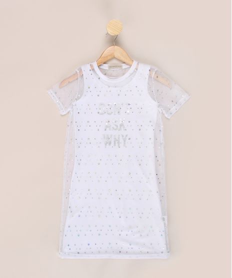 Vestido-de-Tule-Juvenil--Don-t-Ask-Why--Metalizado-com-Brilho-Manga-Curta-Branco-9964571-Branco_1