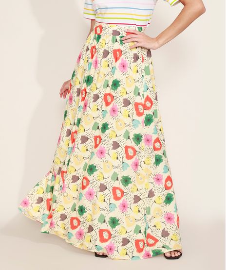 Saia-Feminina-Mindset-Longa-Estampada-Floral-Bege-Claro-9976999-Bege_Claro_1
