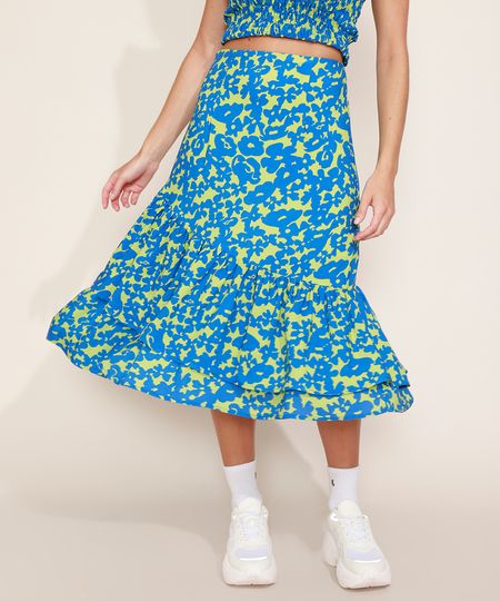 Saia-Feminina-Mindset-Midi-Estampada-Floral-em-Camadas-com-Babado-Verde-9977001-Verde_1
