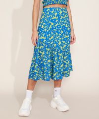 Saia-Feminina-Mindset-Midi-Estampada-Floral-em-Camadas-com-Babado-Verde-9977001-Verde_5
