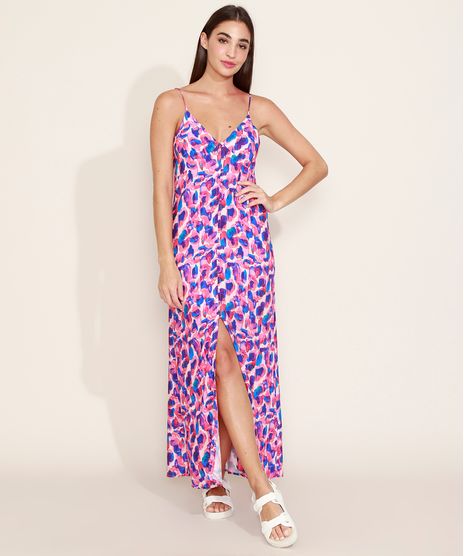 Vestido-Slip-Dress-Feminino-Mindset-Longo-Estampado-Poa-Aquarela-com-Botoes-Alca-Fina-Multicor-9977005-Multicor_1