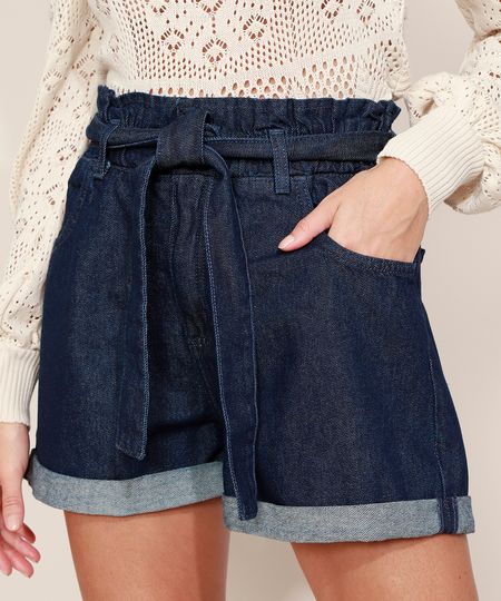 Short-Jeans-Feminino-Mindset-Clochard-Cintura-Super-Alta-com-Faixa-para-Amarrar-Azul-Escuro-9969085-Azul_Escuro_1