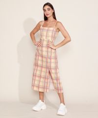 Vestido-Feminino-Mindset-Midi-Estampado-Xadrez-com-Fenda-Alca-Fina-Multicor-9976994-Multicor_1