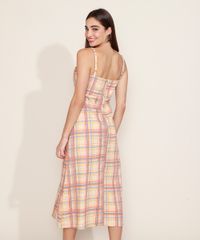 Vestido-Feminino-Mindset-Midi-Estampado-Xadrez-com-Fenda-Alca-Fina-Multicor-9976994-Multicor_3