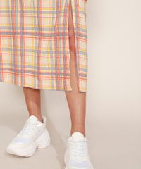 Vestido-Feminino-Mindset-Midi-Estampado-Xadrez-com-Fenda-Alca-Fina-Multicor-9976994-Multicor_4