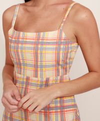 Vestido-Feminino-Mindset-Midi-Estampado-Xadrez-com-Fenda-Alca-Fina-Multicor-9976994-Multicor_5