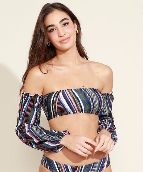 Biquini-Top-Faixa-Estampado-com-Manga-Longa-Bufante-Protecao-UV50--Multicor-9959266-Multicor_1