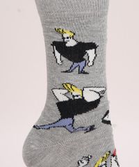 Meia-Masculina-Cano-Alto-Johnny-Bravo-Estampado-Cinza-Mescla-9970151-Cinza_Mescla_4