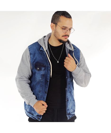 jaqueta jeans cinza