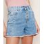 Short-Jeans-Feminino-Hot-Pant-Cintura-Alta-Marmorizado-com-Botoes-e-Barra-Desfiada-Azul-Claro-9971590-Azul_Claro_1