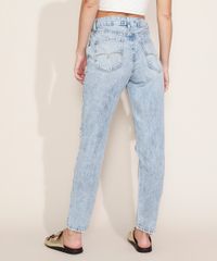 Calca-Jeans-Feminina-Mom-Cintura-Alta-Marmorizada-Destroyed-Azul-Claro-9971892-Azul_Claro_2