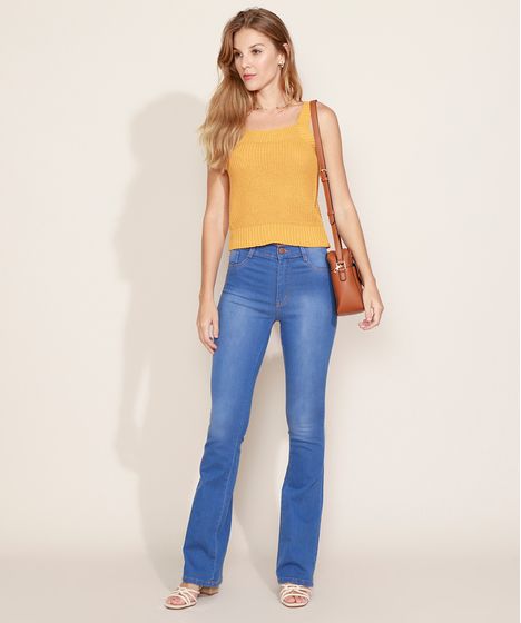 calça jeans feminina sawary boot cut cintura alta