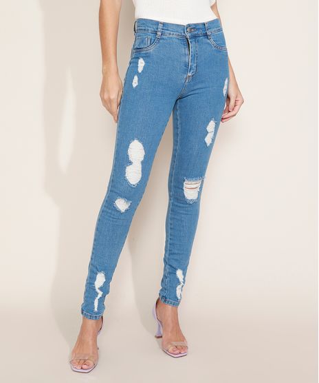 Calca-Jeans-Feminina-Sawary-Super-Skinny-Hot-Cintura-Alta-Destroyed-Azul-Medio-9974659-Azul_Medio_1