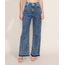 Calca-Jeans-Feminina-Wide-Reta-Cintura-Alta-Marmorizada-com-Barra-Desfeita-Azul-Medio-9971893-Azul_Medio_1