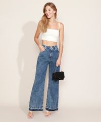 Calca-Jeans-Feminina-Wide-Reta-Cintura-Alta-Marmorizada-com-Barra-Desfeita-Azul-Medio-9971893-Azul_Medio_6