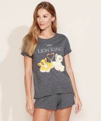 Pijama-Feminino-O-Rei-Leao-Manga-Curta-Cinza-Mescla-Escuro-9968034-Cinza_Mescla_Escuro_1