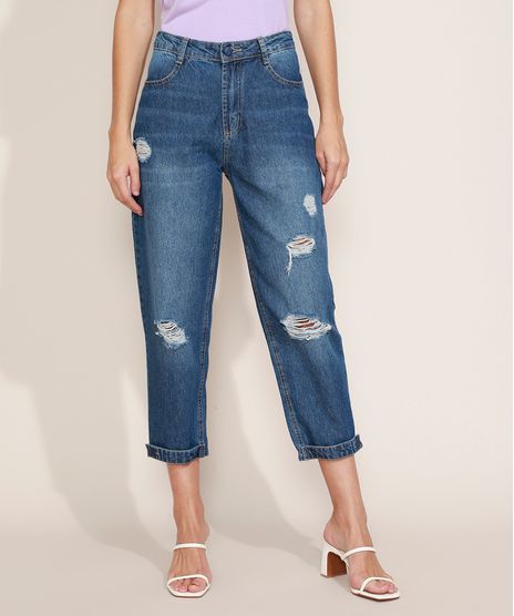 Calca-Jeans-Feminina-Sawary-Baggy-Cintura-Media-Destroyed-com-Martingale-Azul-Escuro-9974645-Azul_Escuro_1