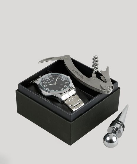 Kit-de-Relogio-Analogico-Mondaine-Masculino----Abridor-de-Vinho---99195G0MVNE1K-Prateado-8904669-Prateado_1