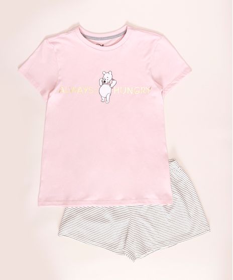 Pijama-Juvenil-Ursinho-Pooh--Always-hungry--Metalizado-Manga-Curta-Rosa-Claro-9971898-Rosa_Claro_1