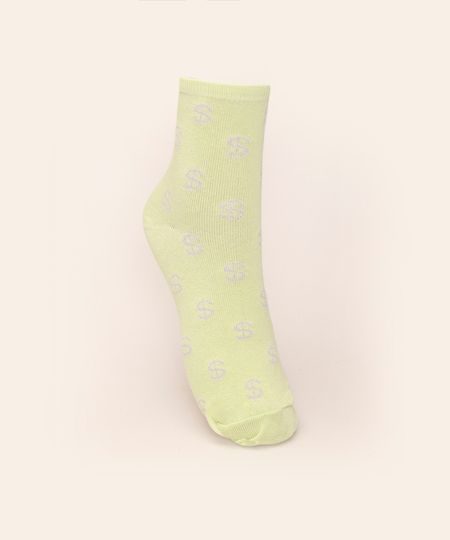 Meia-Feminina-Cano-Alto-Estampada-Cifrao-Verde-Claro-9972130-Verde_Claro_1