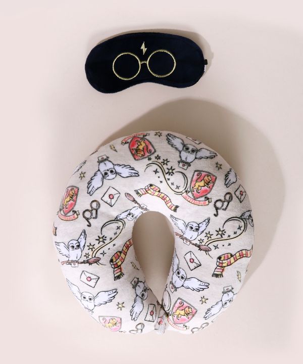 Kit de Apoio de Pescoço estampado Harry Potter + Tapa Olho Multicor Único