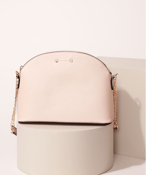 Bolsa-Feminina-Transversal-Pequena-Meia-Lua-com-Corrente-Rose-9915801-Rose_1