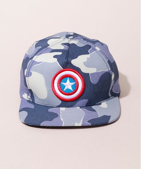 Bone-Infantil-Capitao-America-Estampado-Camuflado-Aba-Reta-Azul-9975351-Azul_1