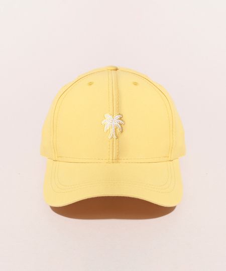 Bone-Feminino-Bordado-de-Coqueiro-Aba-Curva-Amarelo-9968582-Amarelo_1