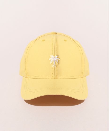 Bone-Feminino-Bordado-de-Coqueiro-Aba-Curva-Amarelo-9968582-Amarelo_1