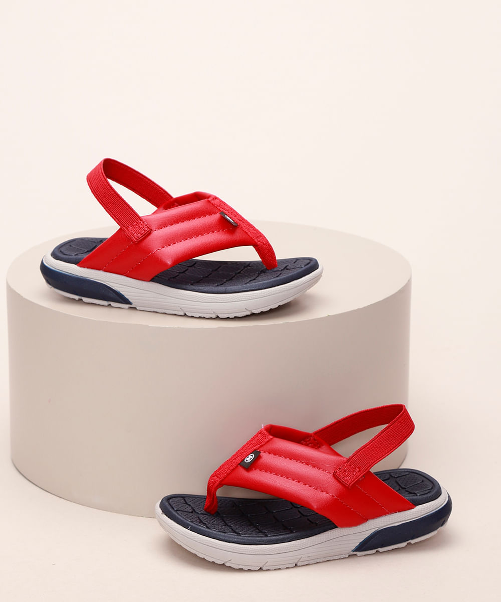 Chinelo Infantil Molekinho com Elástico Vermelho