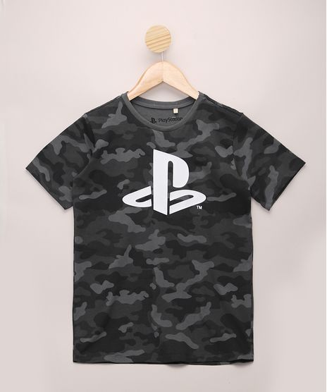 Camiseta-Juvenil-PlayStation-Estampada-Camuflada-Manga-Curta-Cinza-Escuro-9967960-Cinza_Escuro_1