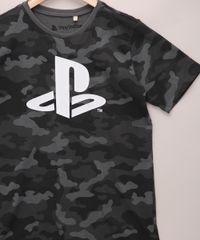 Camiseta-Juvenil-PlayStation-Estampada-Camuflada-Manga-Curta-Cinza-Escuro-9967960-Cinza_Escuro_4
