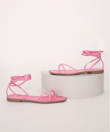 Rasteirinha-Feminina-Oneself-Croco-de-Amarrar-Pink-9968496-Pink_1