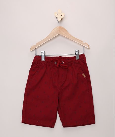 Bermuda-de-Sarja-Infantil-Estampada-Geometrica-com-Bolsos-e-Cordao-Vinho-9970930-Vinho_1