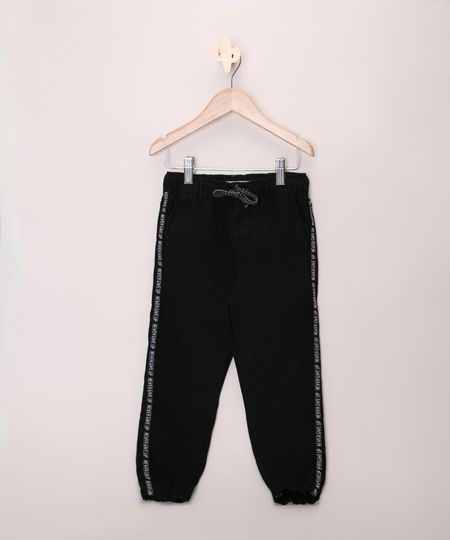 Calca-de-Sarja-Infantil-Jogger-com-Listra-Lateral-Preta-9968889-Preto_1