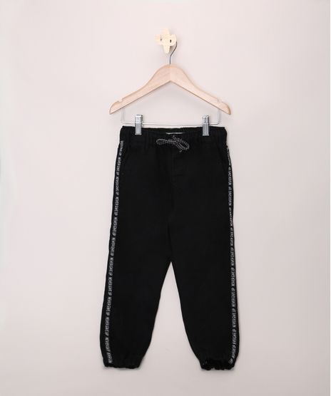 Calca-de-Sarja-Infantil-Jogger-com-Listra-Lateral-Preta-9968889-Preto_1
