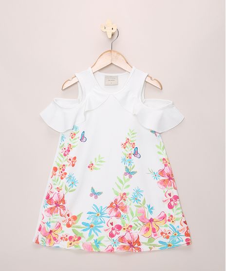 Vestido-Infantil-Curto-Texturizado-Estampado-de-Flores-com-Babado-Sem-Manga-Off-White-9966499-Off_White_1