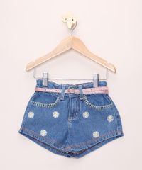 Short-Jeans-Infantil-com-Bordado-de-Margaridas-e-Cinto-Azul-Medio-9965682-Azul_Medio_1